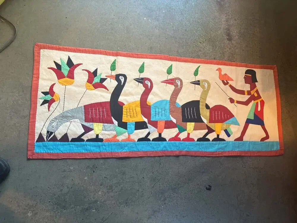 Lot of 7 VTG Handmade Egyptian Khayamiya Appliqué Textile Wall Hanging Tapestry